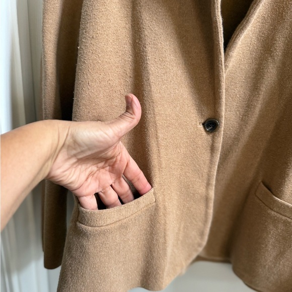 J Crew Camel One Button Sweater Blazer Womens PL Schoolboy Preppy Casual Chic - Picture 3 of 10